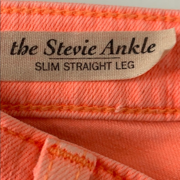 AG The Stevie Ankle slim neon coral straight jeans - Picture 5 of 7